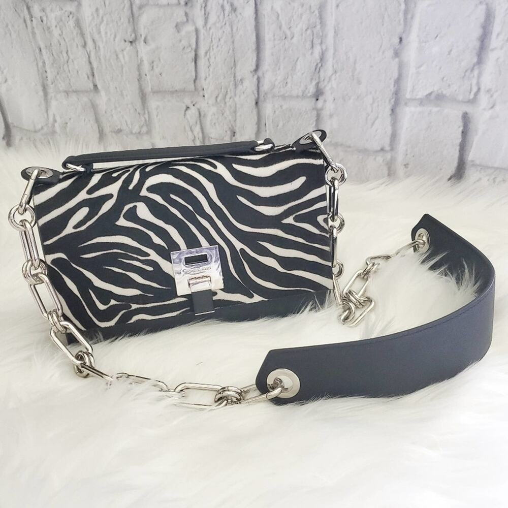 NWT Michael Kors Bancroft Black and White Calf Hair Shoulder Bag - Picture 7 of 11